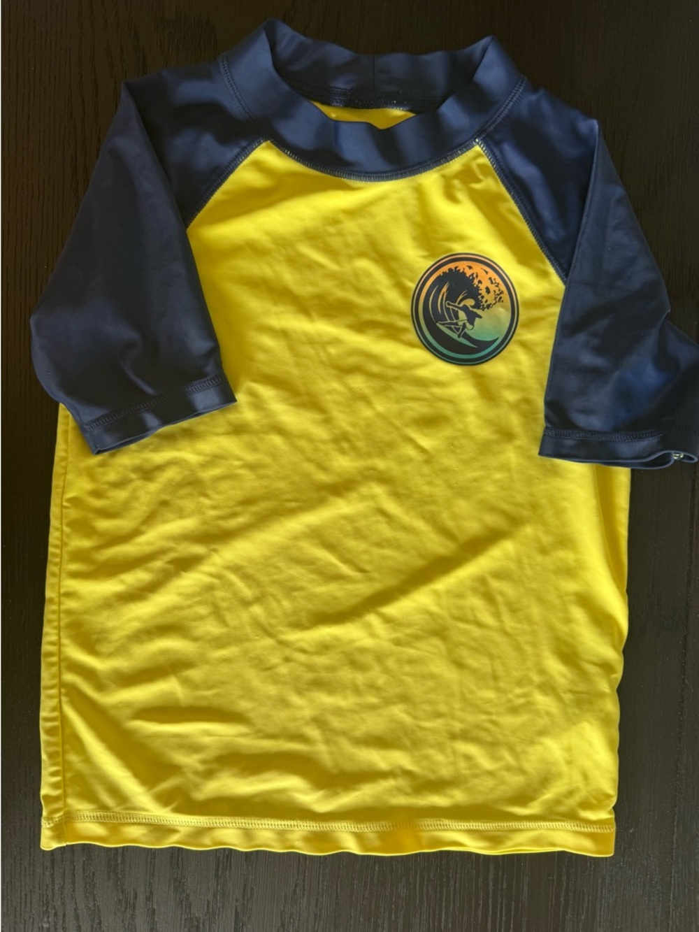 Carter's Yellow and Navy Short-Sleeve Rash Guard